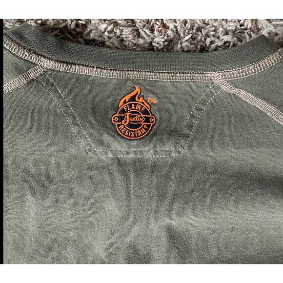 Justin Cat 2 Flame Resistant L/S Long Sleeve Green Large Shirt - Picture 4 of 9